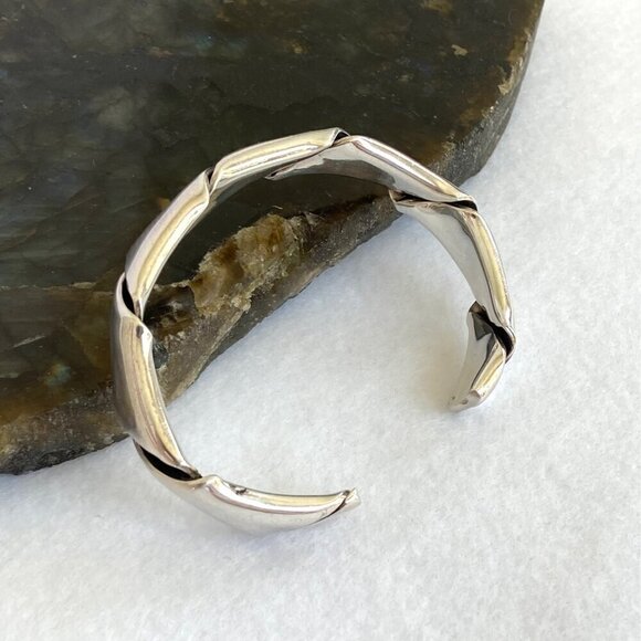 Sterling Silver 925 Heavy Chunky Oval Twisted Cuff Bracelet Sz 6.5" 33g - Picture 5 of 16